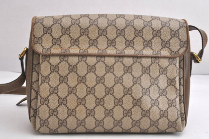 Gucci Web Sherry Line Shoulder Bag Ggpvc Leather Brown Junk 4203n