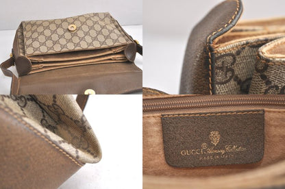 Gucci Web Sherry Line Shoulder Bag Ggpvc Leather Brown Junk 4203n