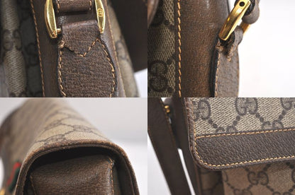 Gucci Web Sherry Line Shoulder Bag Ggpvc Leather Brown Junk 4203n