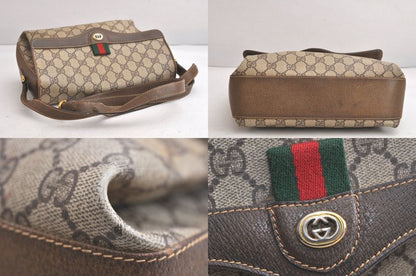 Gucci Web Sherry Line Shoulder Bag Ggpvc Leather Brown Junk 4203n