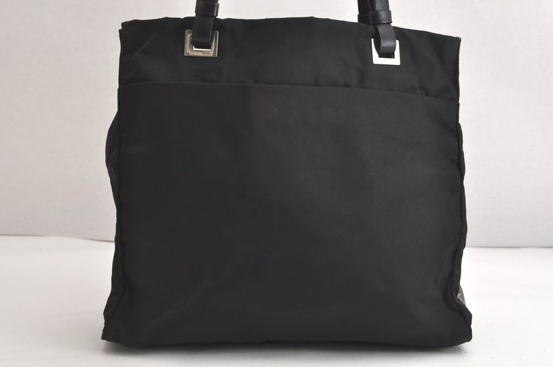 Prada Vintage Nylon Leather Shoulder Tote Bag Purse Black 4211n