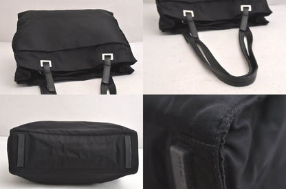 Prada Vintage Nylon Leather Shoulder Tote Bag Purse Black 4211n