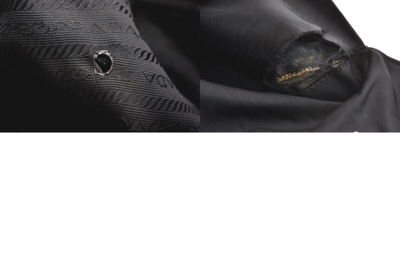 Prada Vintage Nylon Leather Shoulder Tote Bag Purse Black 4211n