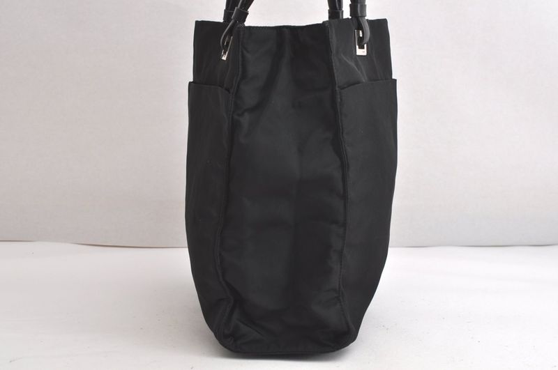 Prada Vintage Nylon Leather Shoulder Tote Bag Purse Black 4211n