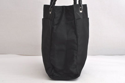 Prada Vintage Nylon Leather Shoulder Tote Bag Purse Black 4211n