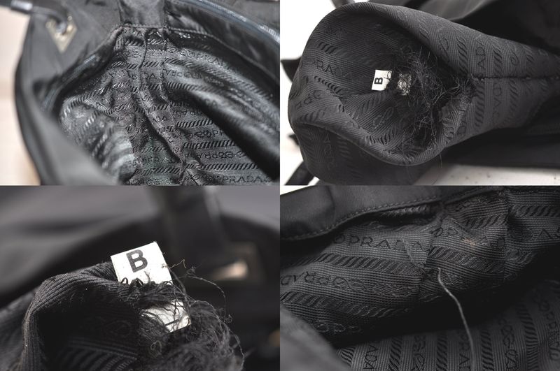 Prada Vintage Nylon Leather Shoulder Tote Bag Purse Black 4211n