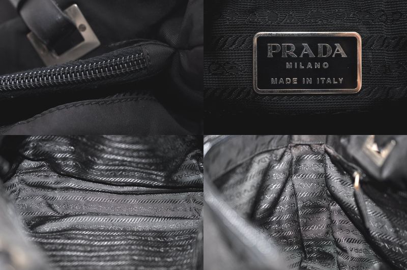 Prada Vintage Nylon Leather Shoulder Tote Bag Purse Black 4211n