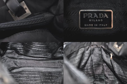 Prada Vintage Nylon Leather Shoulder Tote Bag Purse Black 4211n