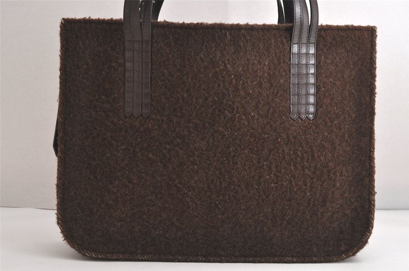 Chanel Vintage Shoulder Hand Tote Bag Boa Leather Brown 4212n