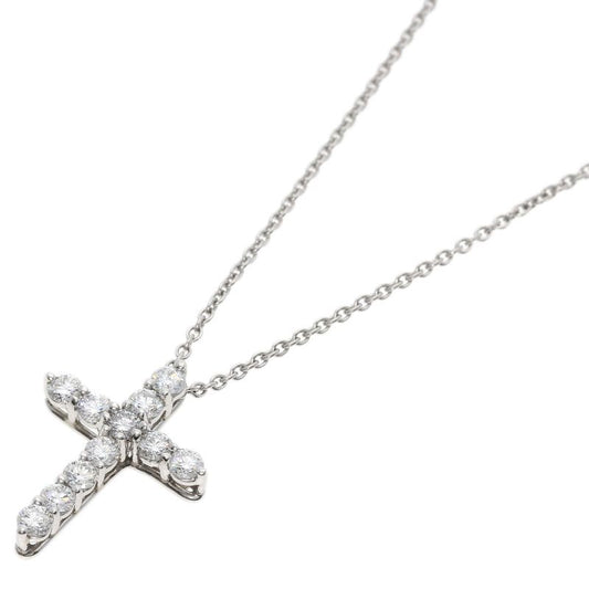 Tiffany & Co Small Cross Diamond Necklace Pt950 Ladies