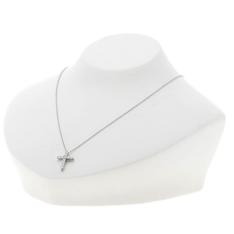 Tiffany & Co Small Cross Diamond Necklace Pt950 Ladies