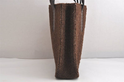 Chanel Vintage Shoulder Hand Tote Bag Boa Leather Brown 4212n