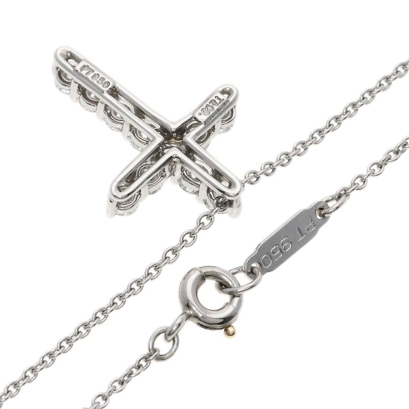 Tiffany & Co Small Cross Diamond Necklace Pt950 Ladies
