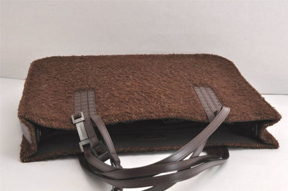 Chanel Vintage Shoulder Hand Tote Bag Boa Leather Brown 4212n