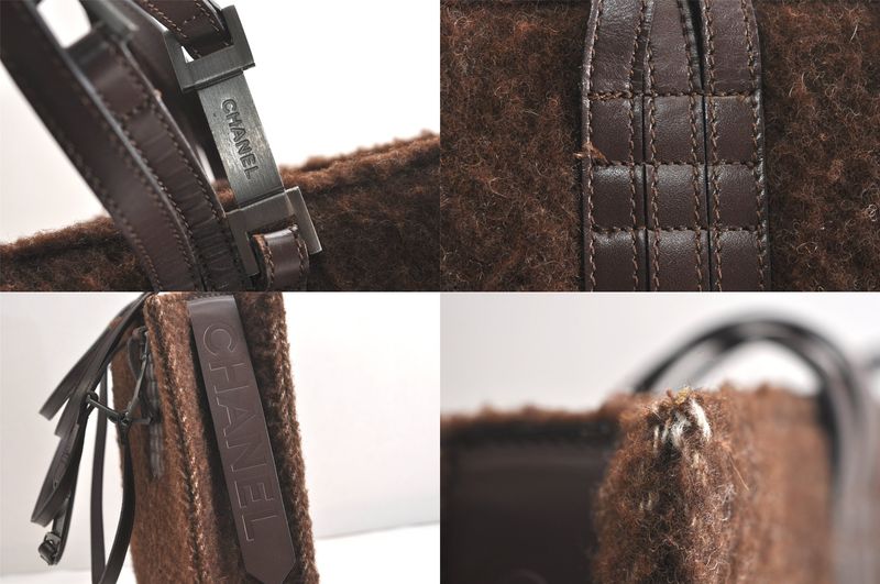 Chanel Vintage Shoulder Hand Tote Bag Boa Leather Brown 4212n
