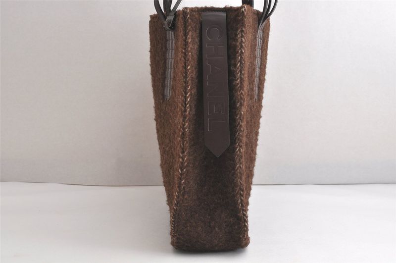 Chanel Vintage Shoulder Hand Tote Bag Boa Leather Brown 4212n