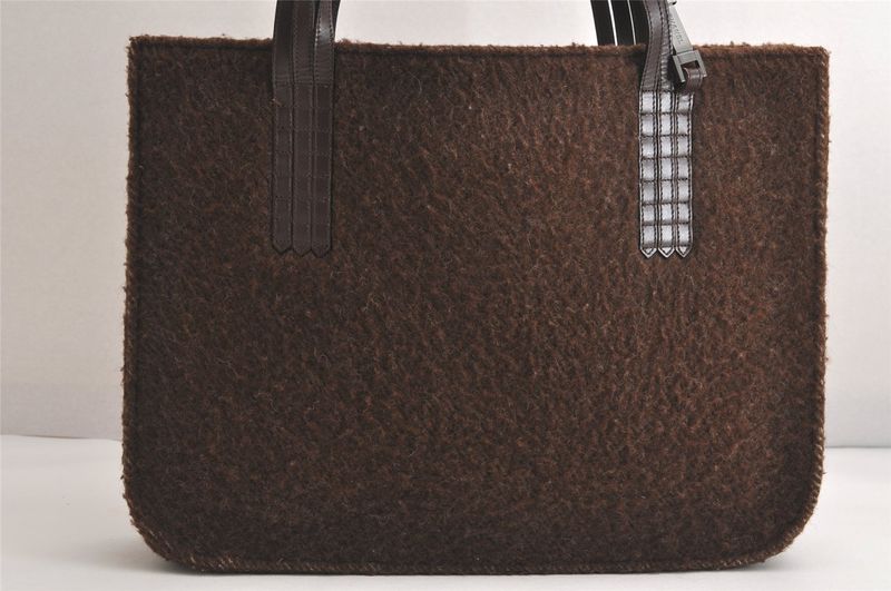 Chanel Vintage Shoulder Hand Tote Bag Boa Leather Brown 4212n