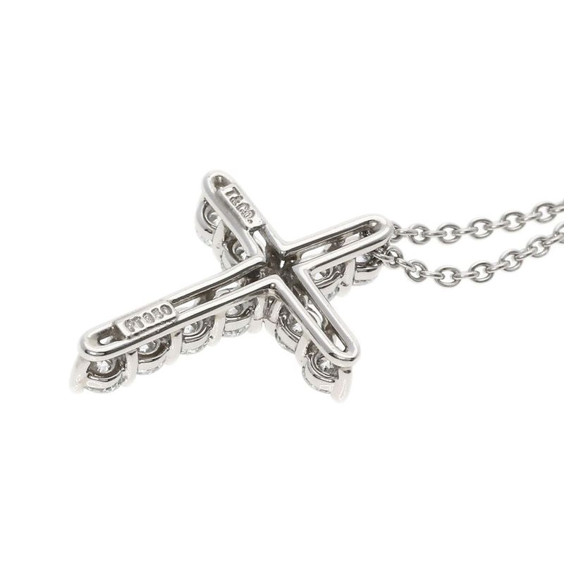 Tiffany & Co Small Cross Diamond Necklace Pt950 Ladies