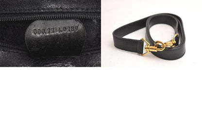 Gucci Vintage Bamboo 2way Shoulder Handbag Leather Black Junk 4219n