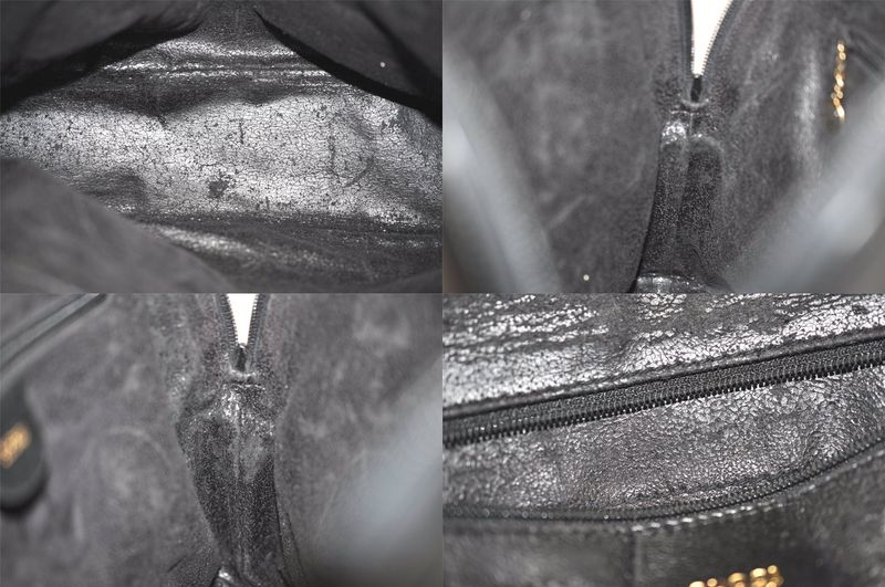 Gucci Vintage Bamboo 2way Shoulder Handbag Leather Black Junk 4219n