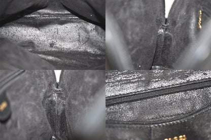 Gucci Vintage Bamboo 2way Shoulder Handbag Leather Black Junk 4219n