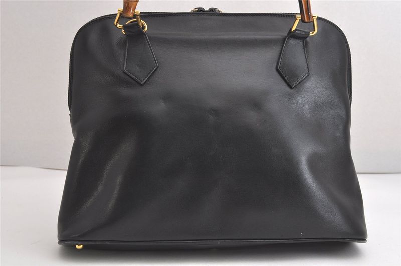 Gucci Vintage Bamboo 2way Shoulder Handbag Leather Black Junk 4219n