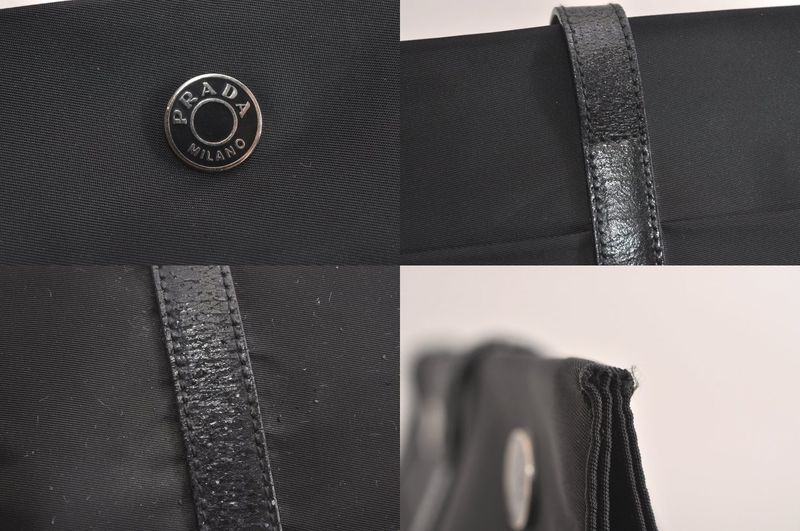 Prada Vintage Nylon Leather Shoulder Bag Black 4222n