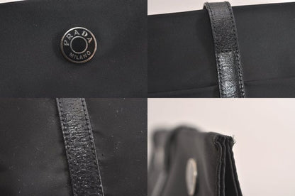 Prada Vintage Nylon Leather Shoulder Bag Black 4222n