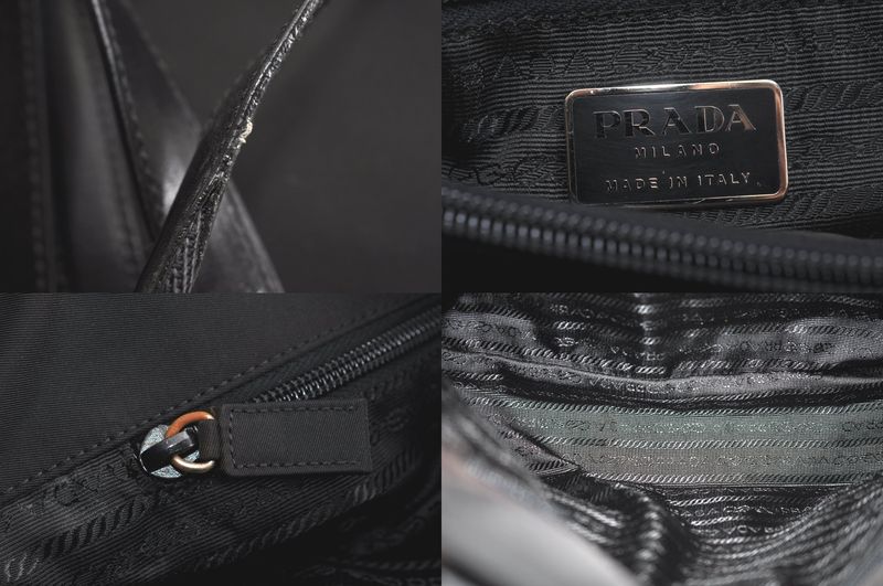 Prada Vintage Nylon Leather Shoulder Bag Black 4222n