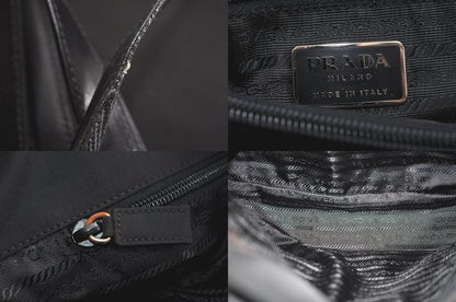 Prada Vintage Nylon Leather Shoulder Bag Black 4222n
