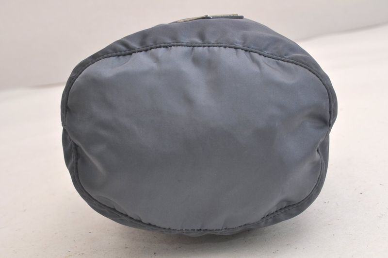 Prada Vintage Nylon Leather Drawstring Shape Pouch Wallet Blue 4223n