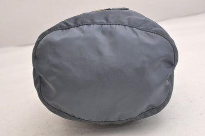 Prada Vintage Nylon Leather Drawstring Shape Pouch Wallet Blue 4223n