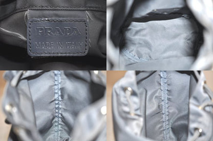 Prada Vintage Nylon Leather Drawstring Shape Pouch Wallet Blue 4223n