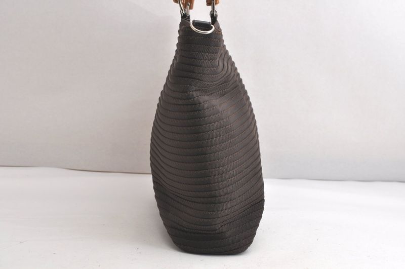 Gucci Bamboo Vintage 2way Shoulder Handbag Nylon Leather Brown 4233n