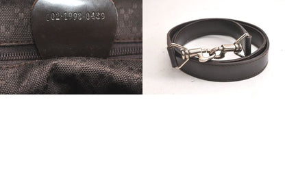 Gucci Bamboo Vintage 2way Shoulder Handbag Nylon Leather Brown 4233n