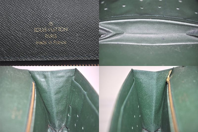 Louis Vuitton Taiga Clad Clutch Handbag Wallet Green M30194 LV 4243n