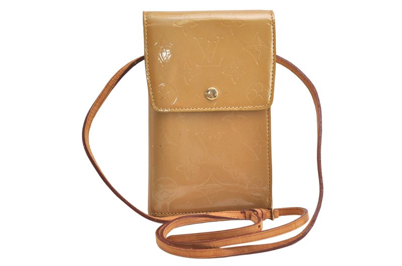 Louis Vuitton Vernis Walker Shoulder Cross Wallet Beige M91072 LV 4250n