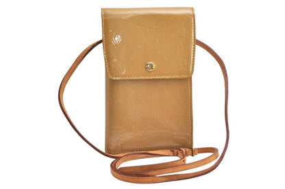 Louis Vuitton Vernis Walker Shoulder Cross Wallet Beige M91072 LV 4250n