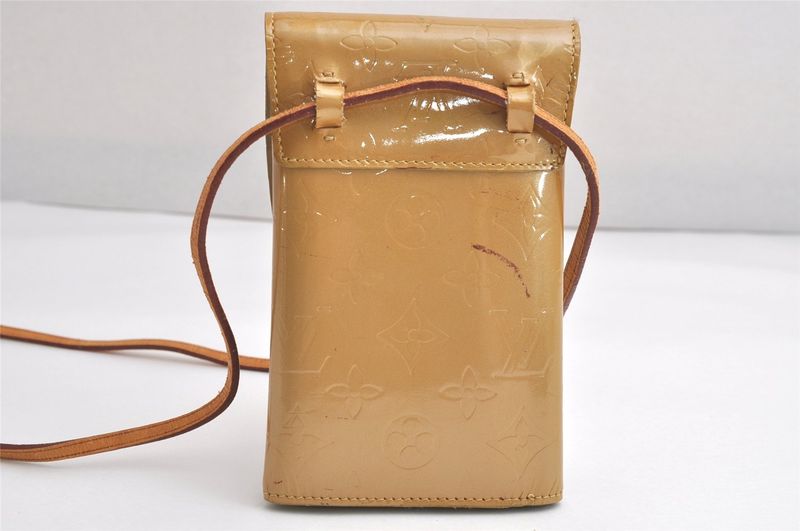 Louis Vuitton Vernis Walker Shoulder Cross Wallet Beige M91072 LV 4250n