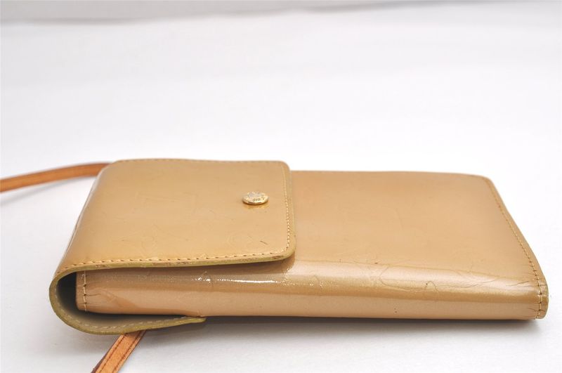 Louis Vuitton Vernis Walker Shoulder Cross Wallet Beige M91072 LV 4250n