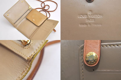Louis Vuitton Vernis Walker Shoulder Cross Wallet Beige M91072 LV 4250n