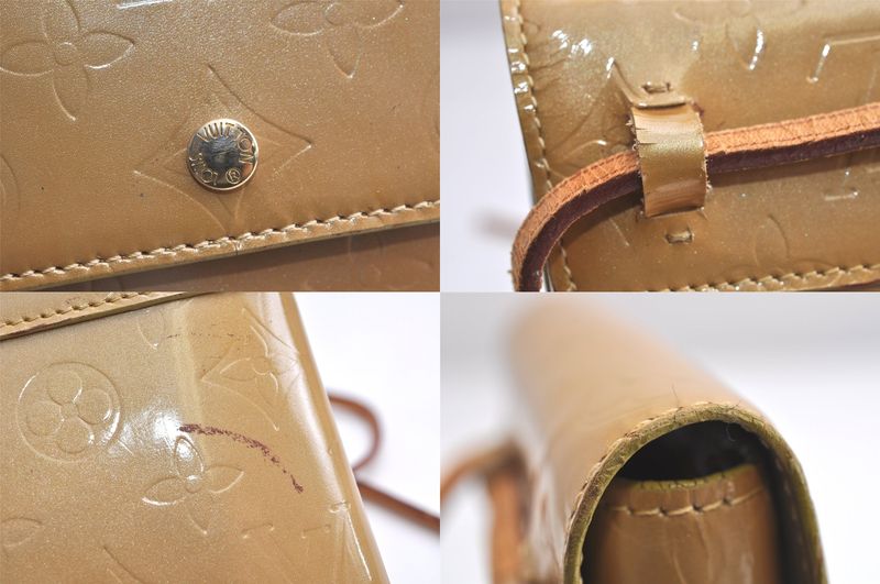 Louis Vuitton Vernis Walker Shoulder Cross Wallet Beige M91072 LV 4250n
