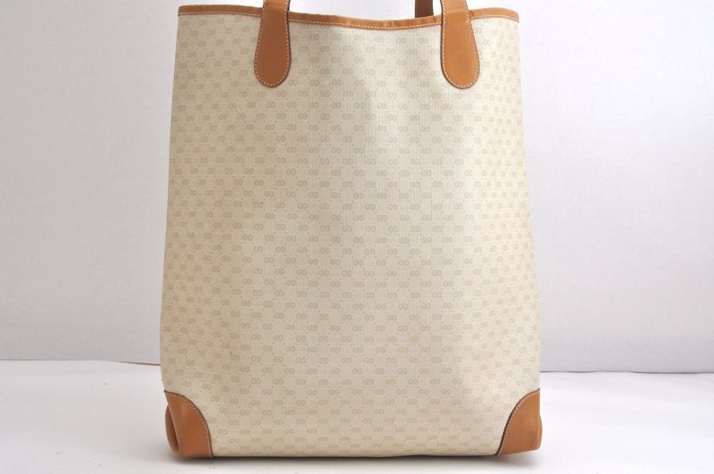 Gucci Web Sherry Line Micro GG Tote Bag Pvc Leather Beige 4269n