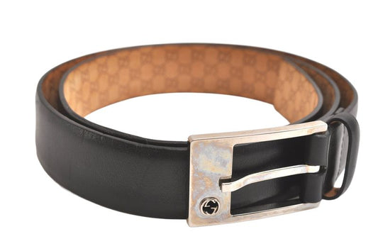 Gucci Vintage Belt Leather Size 90cm (35.43in) 35.4" Black 4270n