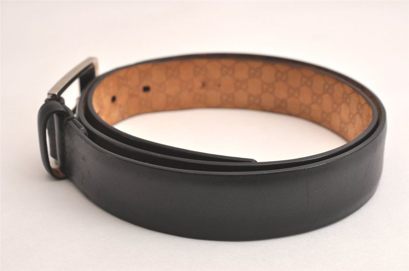 Gucci Vintage Belt Leather Size 90cm (35.43in) 35.4" Black 4270n