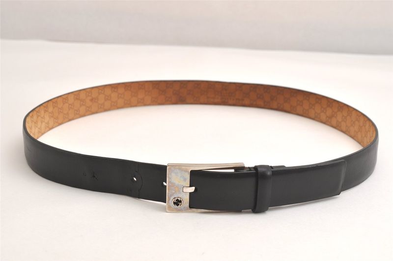 Gucci Vintage Belt Leather Size 90cm (35.43in) 35.4" Black 4270n