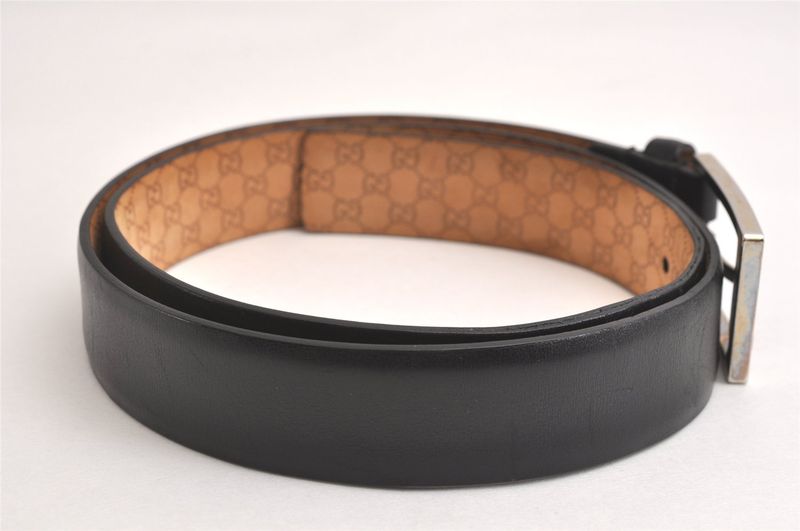 Gucci Vintage Belt Leather Size 90cm (35.43in) 35.4" Black 4270n