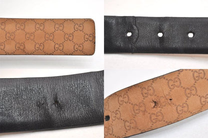 Gucci Vintage Belt Leather Size 90cm (35.43in) 35.4" Black 4270n