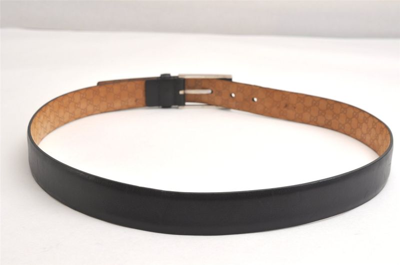 Gucci Vintage Belt Leather Size 90cm (35.43in) 35.4" Black 4270n