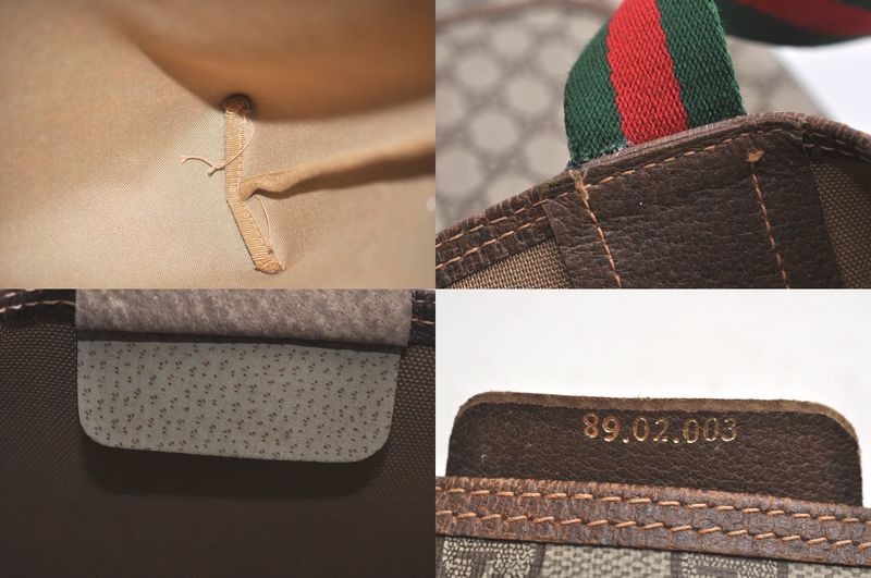 Gucci Web Sherry Line Shoulder Tote Bag GG PVC Leather Brown 4276n